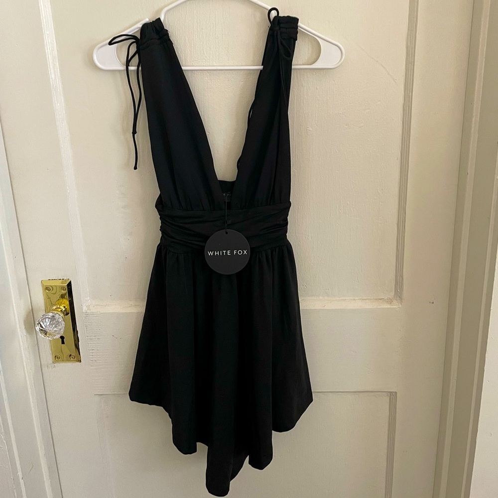 White Fox black dress